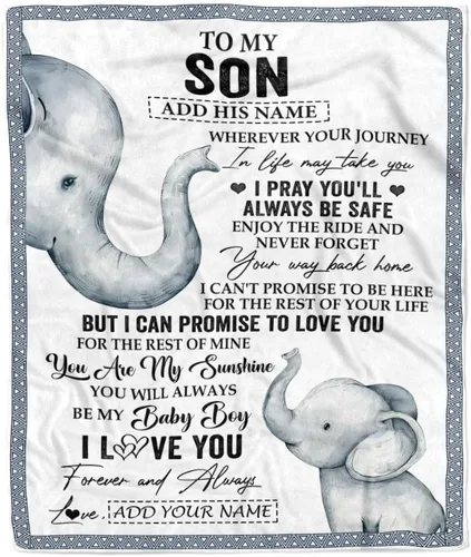 Vista 11 de Manta Personalizada "To My Son" de Mamá y Papá Regalos para Hijo que Va a la Universidad Cumpleaños Graduación Navidad Regalo Personalizado Manta