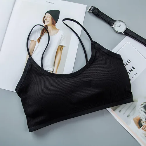 Vista 2 de Bralettes Sujetador deportivo para mujer, vendaje acanalado con relleno push-up para yoga, fitness, entrenamiento, cruzado, recortado