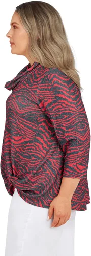 Vista 4 de Ruby Rd. Top metálico de rayas de cebra para mujer de talla grande