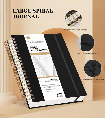 Vista 4 de MUAHLIUB Cuaderno de espiral rayado universitario de 8.5'' x 11'', 360 páginas rayadas gruesas para mujeres y hombres, cuaderno de espiral grande A4