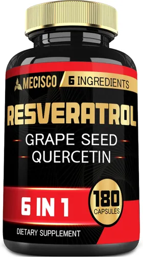 Vista 9 de Mecisco Suplemento de resveratrol trans con semilla de uva, cardo mariano y más - Resveratrol - 6 soportes herbales para el sistema inmunológico