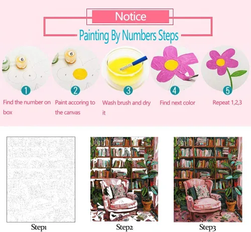 Vista 5 de Kits de pintura por números, lienzo de 16 x 20 pulgadas, pintura al óleo DIY para niños, estudiantes, adultos principiantes con pinceles y pigmento
