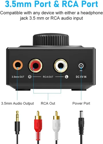 Vista 3 de YMOO B06T3 - Receptor inalámbrico Bluetooth con aumento de voz, soporte para streaming estéreo en el hogar, altavoz de sonido