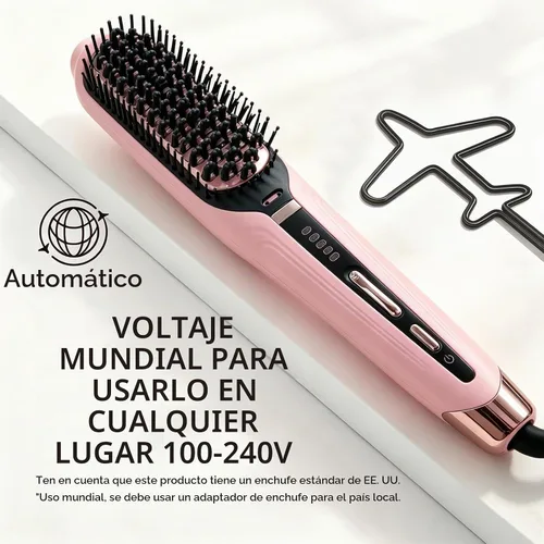 Vista 8 de Cepillo alisador de pelo de vapor, peine calentado iónico para cabello