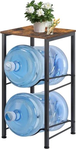 Vista 8 de MOOACE Estante para jarra de agua de 5 galones, organizador de 2 niveles para botellas de agua con estantes de almacenamiento, estante dispensador