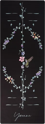 Vista 2 de Yvonne Hummingbird Harmony - Tapete de yoga de viaje, ultrafino, 1/16 de pulgada, ligero, plegable y antideslizante, goma natural ecológica