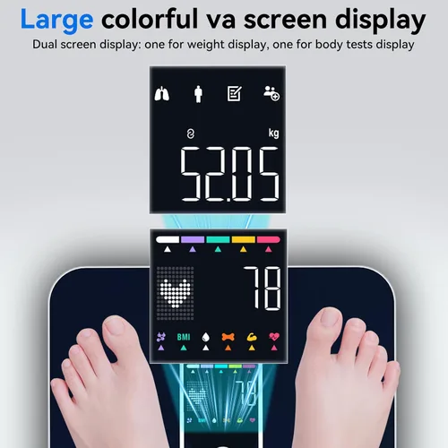 Vista 3 de Báscula inteligente con IMC masa muscular de grasa corporal, báscula digital de peso para baño con analizador preciso de composición corporal de 17