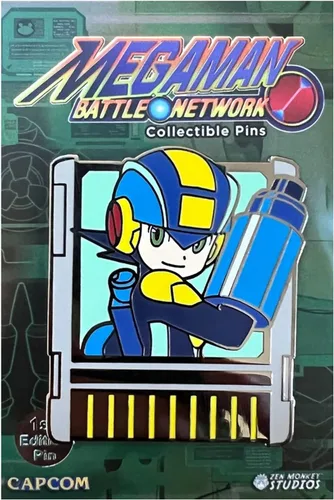 Vista 2 de Mega Man.EXE Chip - Pin de esmalte coleccionable de Mega Man Battle Network, Zinc, No