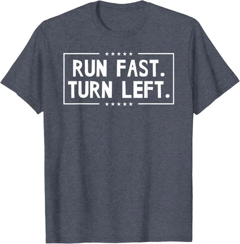 Vista 99 de Run Fast Turn Left - Camiseta para correr de pista y campo