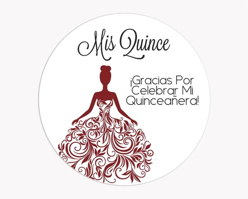 Vista 6 de Calcomanías de quinceañera de 40 quilates, membrillo MI, calcomanías en español o inglés para cumpleaños número 15 (027-S-BG)