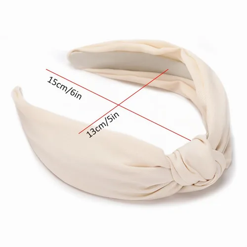 Vista 2 de Etercycle Diadema para mujeres, diadema ancha anudada, banda elástica para el cabello de yoga, accesorios de moda para el cabello para mujeres Beige