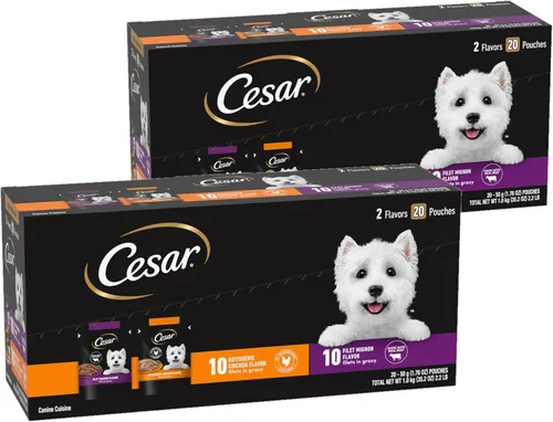 Vista 11 de Cesar Mini-Pouch - Alimento húmedo para perros, sabor a carne Angus, 1.76 onzas, 20