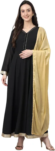 Vista 3 de Janasya Indian Georgette - Kurta sólido para mujer con Dupatta