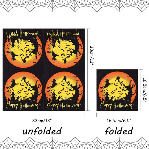Vista 3 de ASTARON Paquete de 60 servilletas de Halloween de 13 x 13 pulgadas, servilletas de papel desechables para decoración de mesa de Halloween