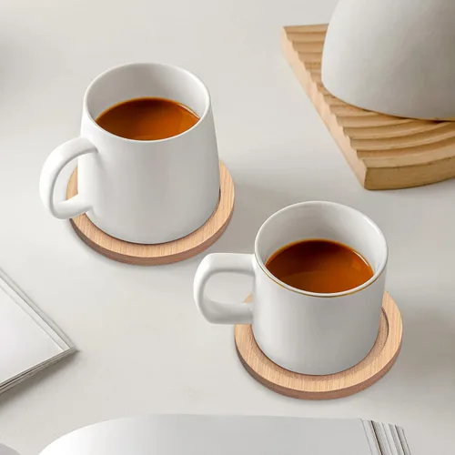 Vista 7 de 6 posavasos de bambú con aislamiento térmico almohadillas de taza para el hogar, posavasos antideslizantes para bebidas, tapete de bambú redondo