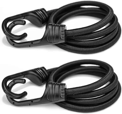 Vista 16 de ZHOUBIN Cuerdas elásticas negras de 24 pulgadas con ganchos resistentes, 1 unidad