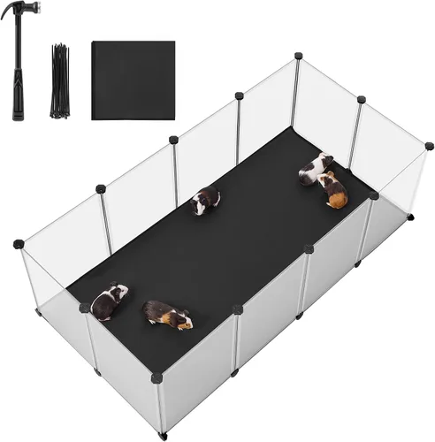Vista 9 de SONGMICS Jaula de conejillo de indias, jaula de conejo,Jaula de animales Negro