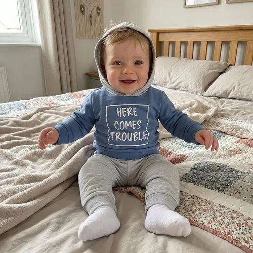 Vista 5 de Conjunto de ropa de otoño e invierno para bebé y niño, sudadera larga con capucha y pantalones para niños pequeños, 6, 12, 18, 24 meses, 2T Adorable