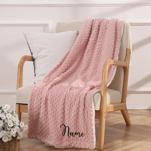 Vista 2 de yky Manta de bebé de forro polar con burbujas personalizadas para niños, mantas de bebé personalizadas con nombre bordado