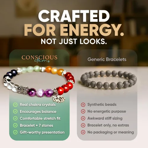 Vista 7 de Conscious Items Pulseras espirituales para mujeres y hombres, pulsera de cristal curativo con piedras naturales para meditación, alineación