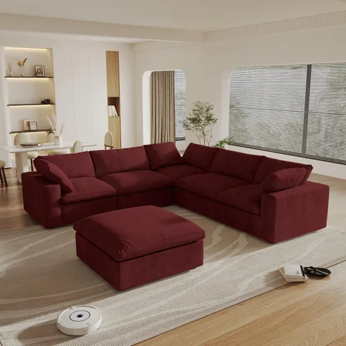 Vista 49 de Cloud - Sofá modular convertible de 80.3 pulgadas en forma de L para sala de estar con otomana de almacenamiento, sofás profundos minimalistas, Negro