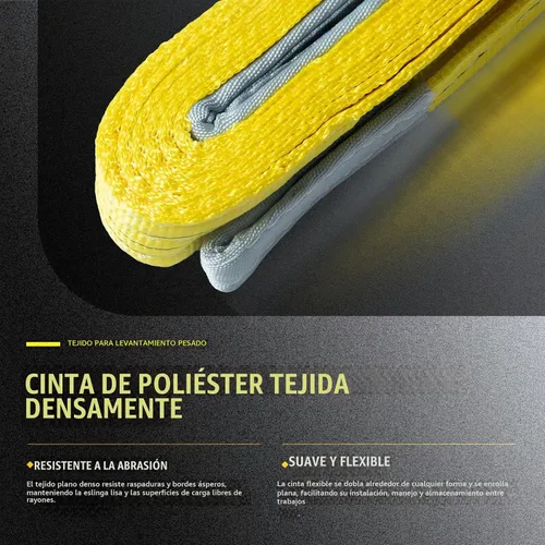 Vista 5 de Paquete de 2 eslingas de elevación industrial de 3"×6.5 pies, eslinga de poliéster resistente de 6600 libras, factor de seguridad 5:1, eslinga