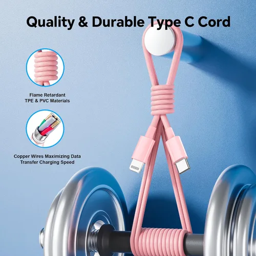 Vista 4 de Compatible con cargador iPhone de carga rápida, paquete de 2 bloques de cargador USB C de 20 W con cable USB C de 6 pies y cable USB C a Lightning