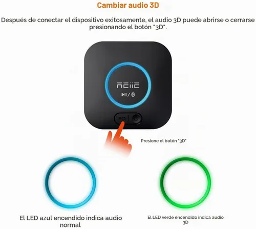 Vista 6 de Receptor Bluetooth de audio, adaptador de audio inalámbrico de alta fidelidad, receptor Bluetooth 4.2 con sonido envolvente 3D AptX baja latencia