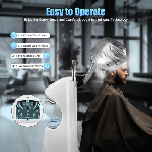 Vista 6 de Vaporizador profesional para el cabello, máquina de teñir el cabello, 110 V, 650 W, 7 en 1, sala rodante, ozono, cuidado del cabello, vaporizador