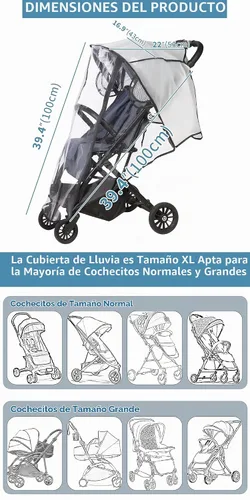 Vista 4 de Funda transparente para cochecito de bebé, mantiene al bebé seco