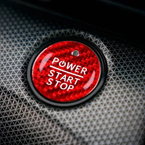 Vista 8 de AIRSPEED Adhesivo para botón de arranque de motor de automóvil de fibra de carbono para Ford Mustang, ajuste interior compatible con Ford Mustang