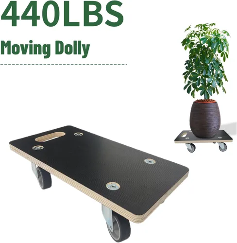 Vista 2 de Furniture Mover Dolly - Rodante de madera portátil para mover muebles, sofá, gabinete, refrigerador, ruedas universales de goma TPR suave giratorias