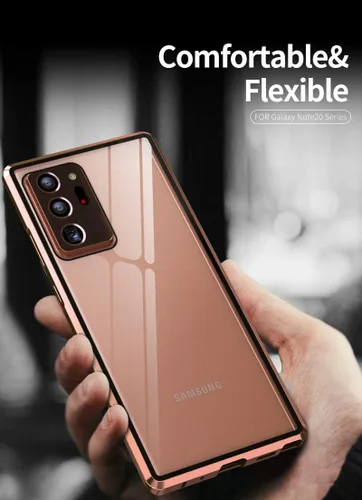 Vista 6 de Funda antiespía para Galaxy Note 20 de 360°, vidrio templado transparente de doble cara [absorción magnética] protección de parachoques de metal