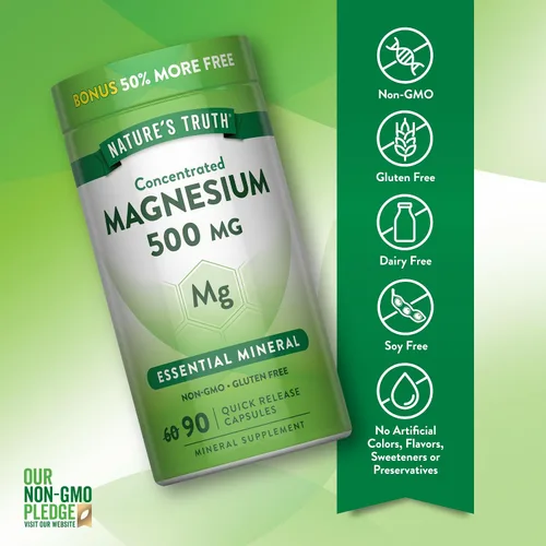 Vista 3 de Cápsulas de óxido de magnesio de 500 mg 90 unidades Suplemento de alta resistencia sin OMG y sin gluten por Nature's Truth