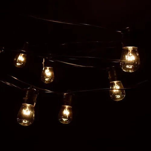 Vista 3 de Hometown Evolution, Inc. Cadena de luces comerciales E26 con cable de calibre 16 (S14 bombillas transparentes de 11 W, 100 pies 50 zócalos)