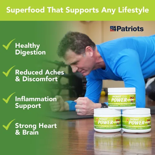 Vista 2 de Patriot Power Greens: más de 40 frutas y verduras, suplemento dietético orgánico de superalimentos, 30 porciones