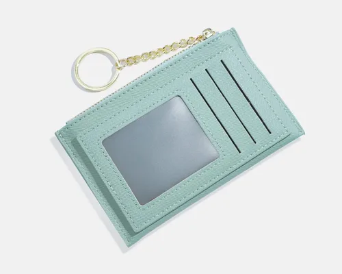 Vista 2 de Cartera delgada para mujer con monedero y tarjetero de crédito, cartera con llavero para mujer, Verde, Classic