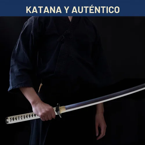 Vista 9 de entez Handcrafted Samurai Katana - Premium Damascus/T10 Clay Tempered Blades - Sharp Functional Japanese Swords, Full Tang