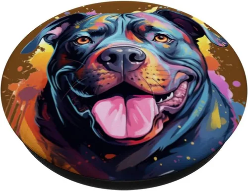 Vista 2 de American Bully Portrait Arte de retrato en color PopSockets Standard PopGrip