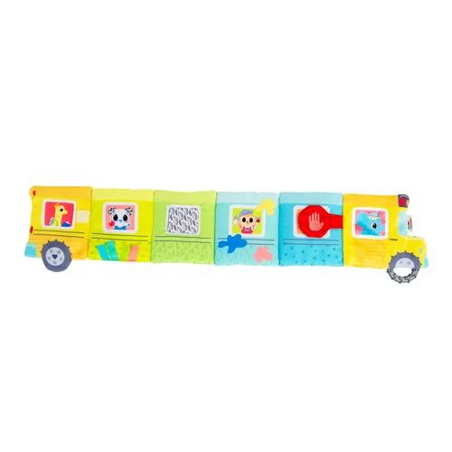 Vista 3 de Lamaze Alfombra de juego para bebés de Accordeon Bus On-The-Go - Incluye imágenes, espejo de bebé, libros arrugados para bebés, juguetes sensoriales