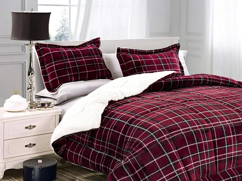 Vista 10 de Elegant Comfort Juego de edredón reversible de 2 piezas de microvisón con respaldo de sherpa de alta calidad, suave y acogedor, de microgamuza