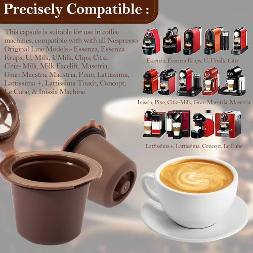 Vista 2 de Cápsulas de café reutilizables recargables para tazas Nespresso OriginalLine Rugam Food Grade Coffee Pods Refillable Espresso Capsules Filter Cup