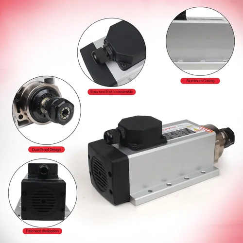 Vista 7 de CNCTOPBAOS Motor de husillo de enrutador CNC de 2200 W 220 V, cuadrado 2.2KW motor de husillo refrigerado por aire ER20 400Hz 24000rpm 4 rodamientos