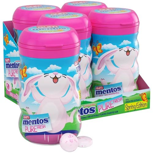 Vista 10 de MENTOS Sugar Free Gum with Xylitol, Spearmint, 50 Piece Bottle (4 Pack)