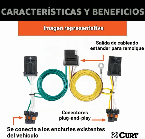 Vista 2 de CURT Arnés de cableado personalizable 56009