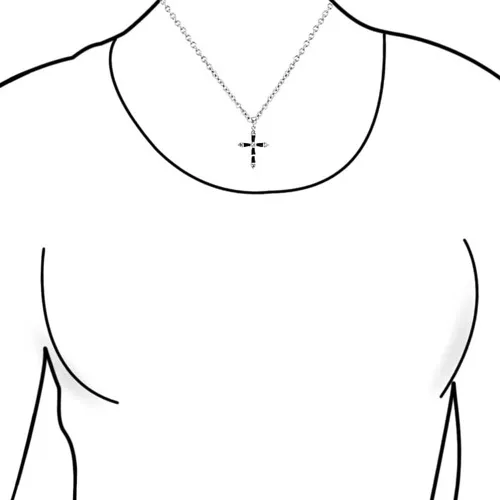 Vista 3 de Bling Jewelry Collar con colgante de cruz de ópalo azul creado con circonita cúbica para mujeres y adolescentes, plata de ley 925 con piedra natal