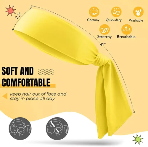 Vista 2 de Hiboom Paquete de 18 diademas deportivas para hombres y mujeres, diademas de karate ninja, bandas elásticas para el cabello para jugar tenis