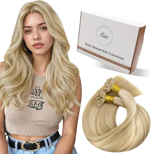 Vista 51 de 【Descuento】Hetto - Extensiones de cabello con cinta adhesiva, 40g, extensiones de cabello humano, color rubio ceniza oscuro degradado a rubio medio