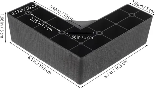 Vista 4 de Housoutil 4 patas de muebles en forma de L, elevadores de sofá de plástico negro de 2 pulgadas con tornillos para sofá seccional, elevadores
