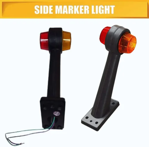Vista 9 de Luces de marcador laterales de remolque, 4 marcadores laterales de goma, luz roja/ámbar, lámpara de contorno de 12 V para camión, caravana, Kenworth